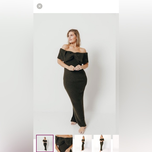 Worth Collective Dresses & Skirts - Strapless Ribbed knit Maxi Dress in Dark Olive Aston Worth Collective Label Sz S